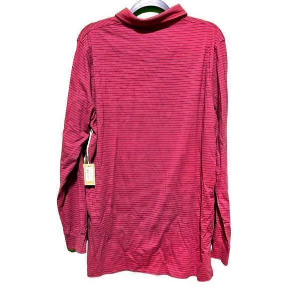 NWT Simply Southern Men's Classic Striped Long Sleeve Polo Maroon Size XL - Picture 3 of 5